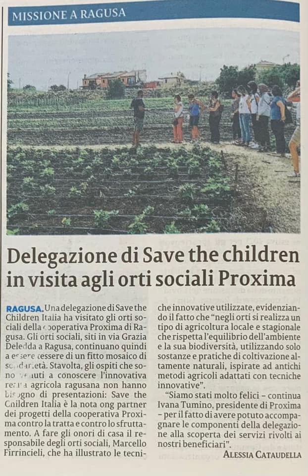 Delegazione di Save the Children in visita agli Orti Sociali Proxima - La Sicilia