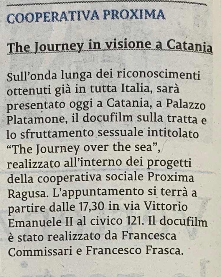 The Journey in visione a Catania