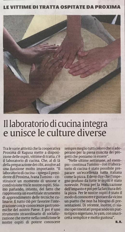 IL LABORATORIO DI CUCINA INTEGRA E UNISCE LE CULTURE DIVERSE