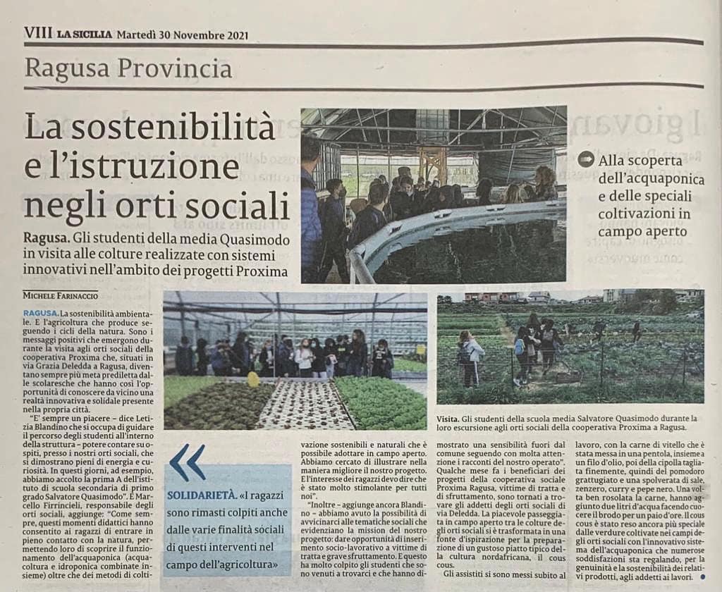 La sostenibilità e l'istruzione negli orti sociali - La Sicilia