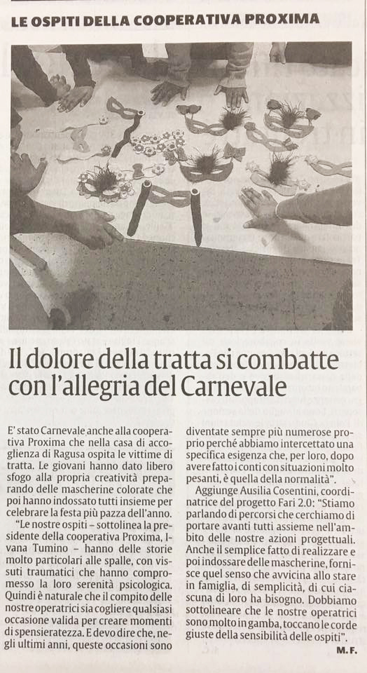 Il dolore della tratta si combatte con l'allegria del Carnevale