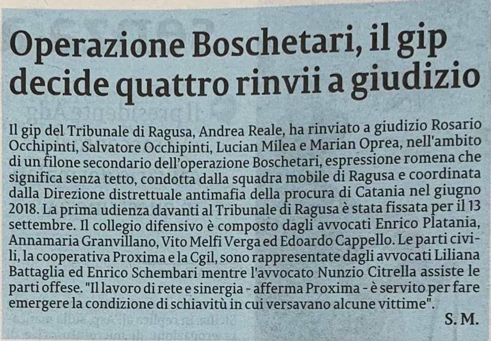 Operazione Boschetari, il Gip decide quattro rinvii a giudizi