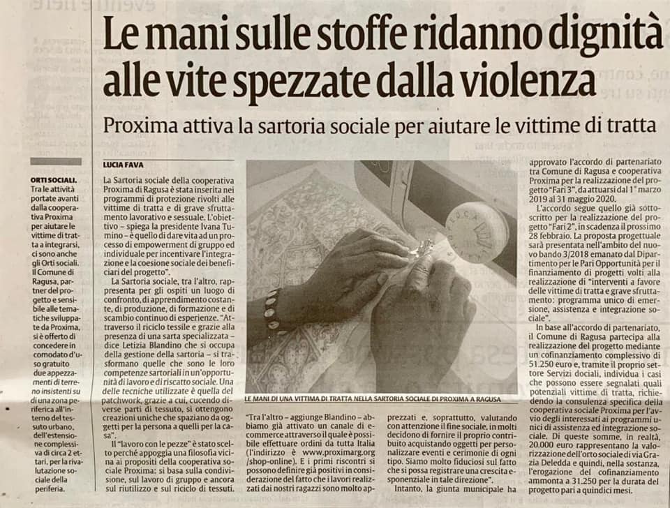 Le mani sulle stoffe ridanno dignità alle vite spezzate dalla violenza