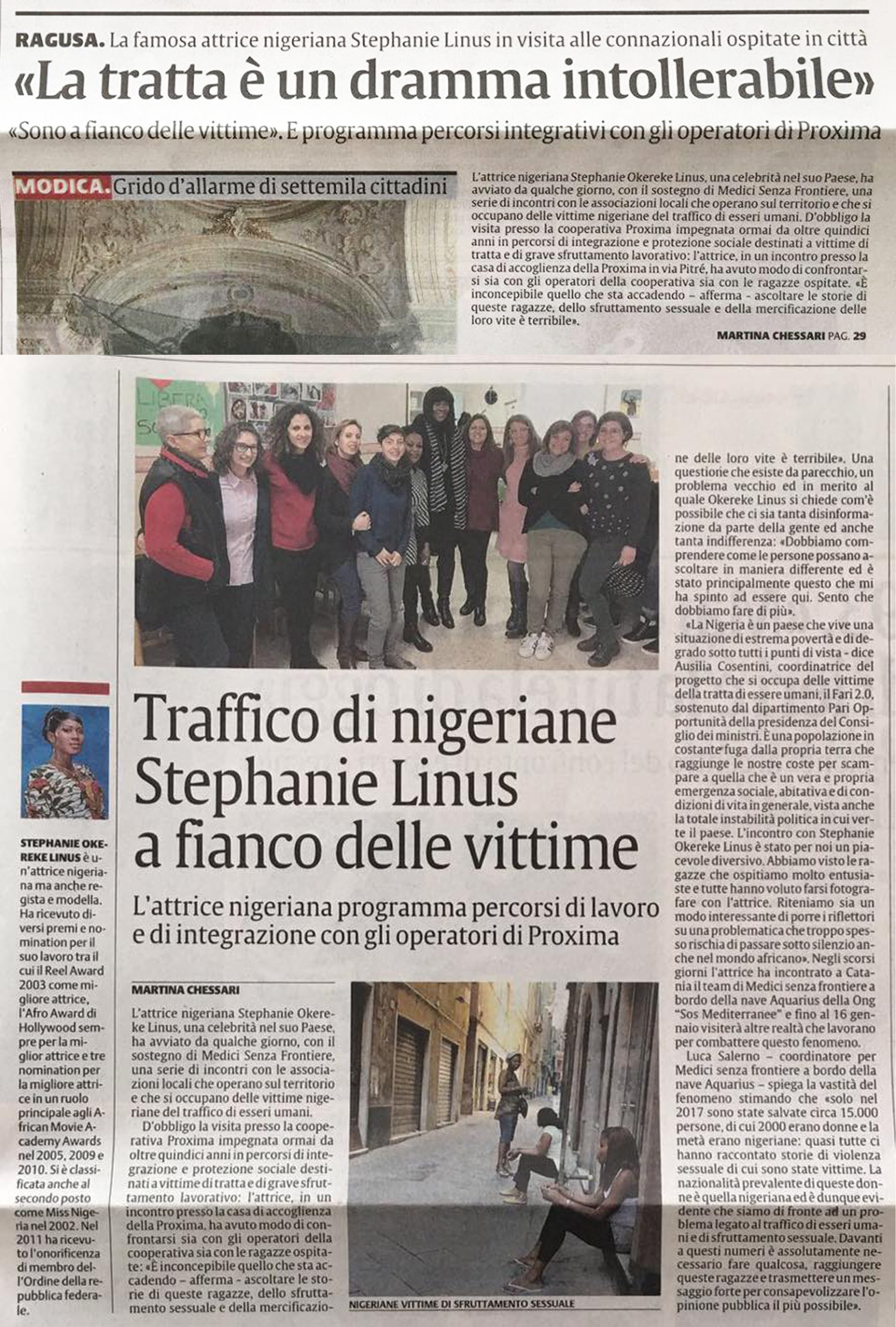 Traffico di nigeriane. Stephanie Linus a fianco delle vittime