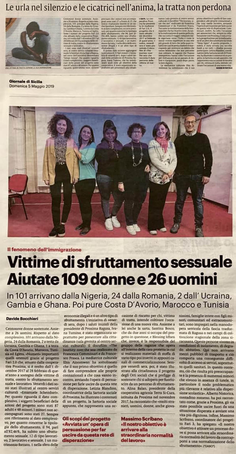 Vittime di sfruttamento sessuale Aiutate 109 donne e 26 uomini
