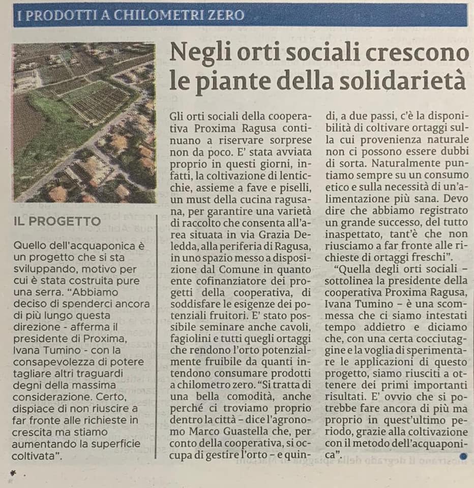 Gli Orti Sociali crescono le piante della solidarietà