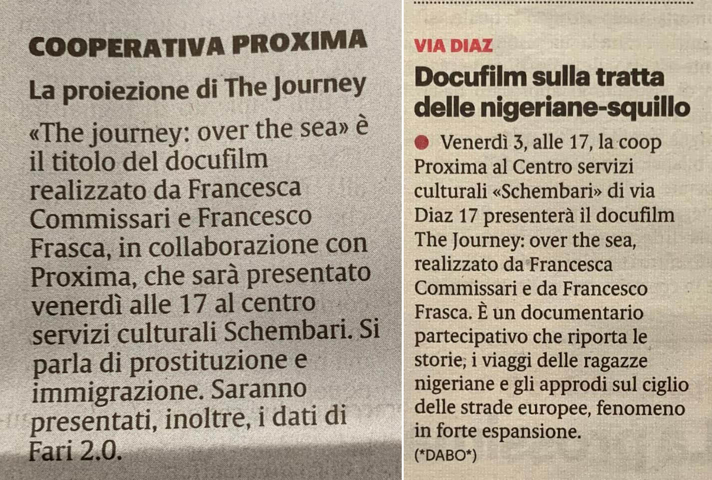 La proiezione di The Journey